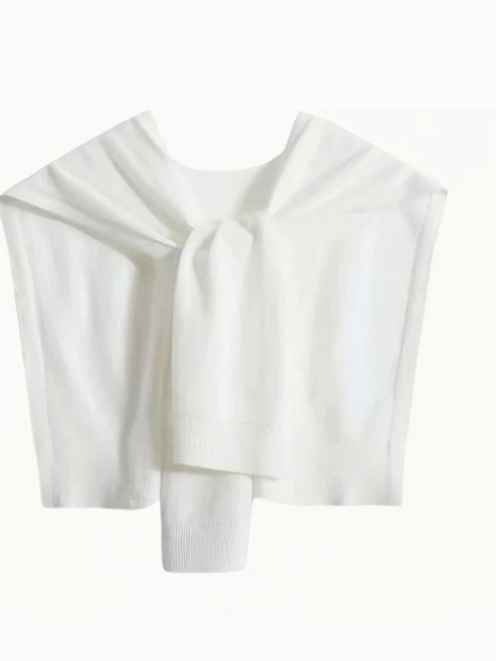 White Faux Tie Front Shrug New